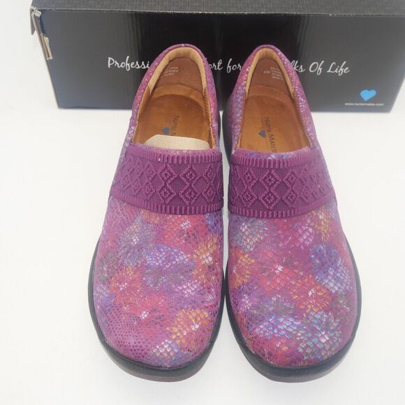 NEW Nurse Mates Women's 7 Cally Berry Aster Slip On Purple Nursing Clogs Shoes - Picture 5 of 11